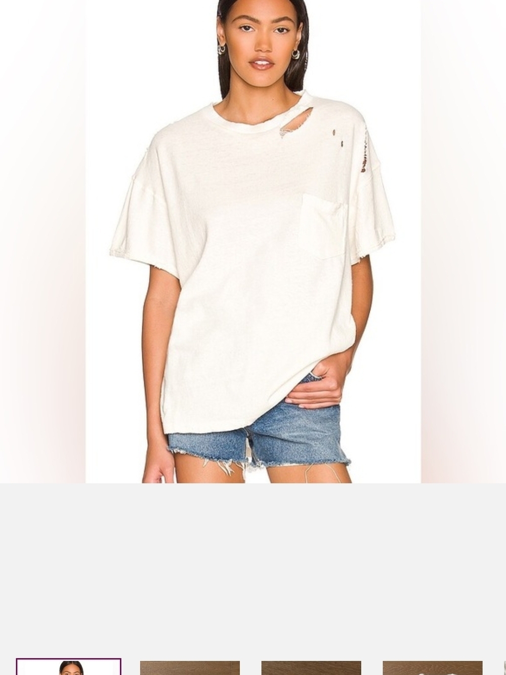 We The Free cream pullover tee with woven label